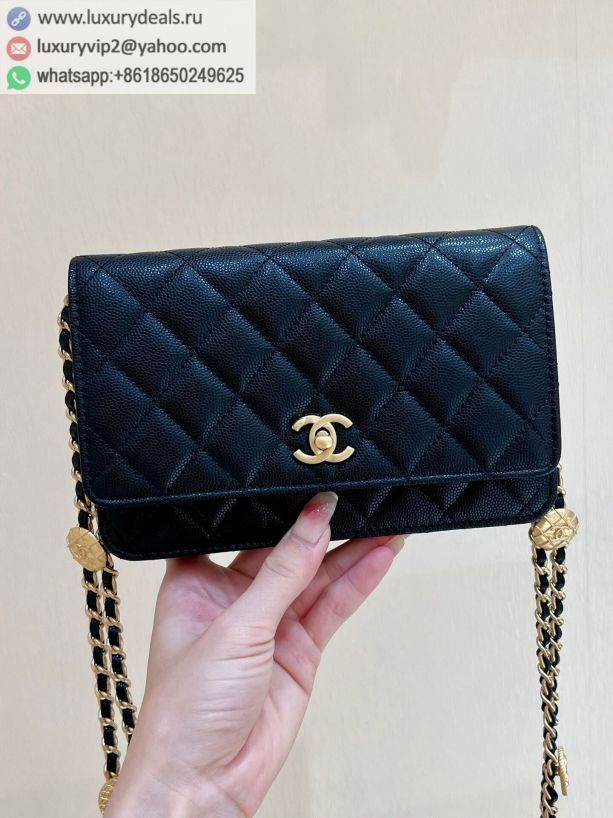 CHANEL 22A Gold WOC Chain Bags AP2840 Black