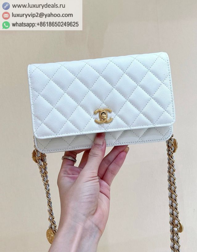 CHANEL 22A Gold WOC Chain Bags AP2840 White