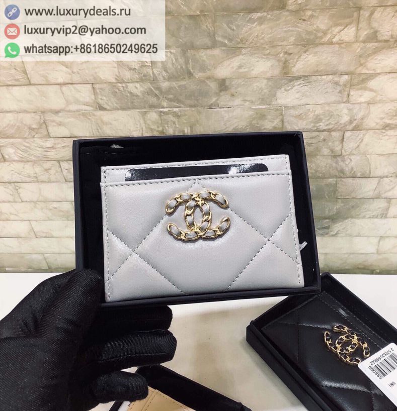 CHANEL Classic 19 Gold CC logo Card Holder AP1167 Grey