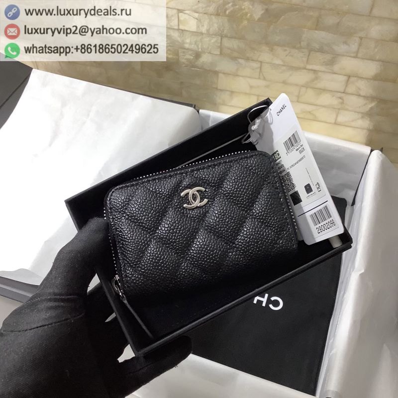 CHANEL 20 Card Holder Wallets A84511 Black / Silver Buckle