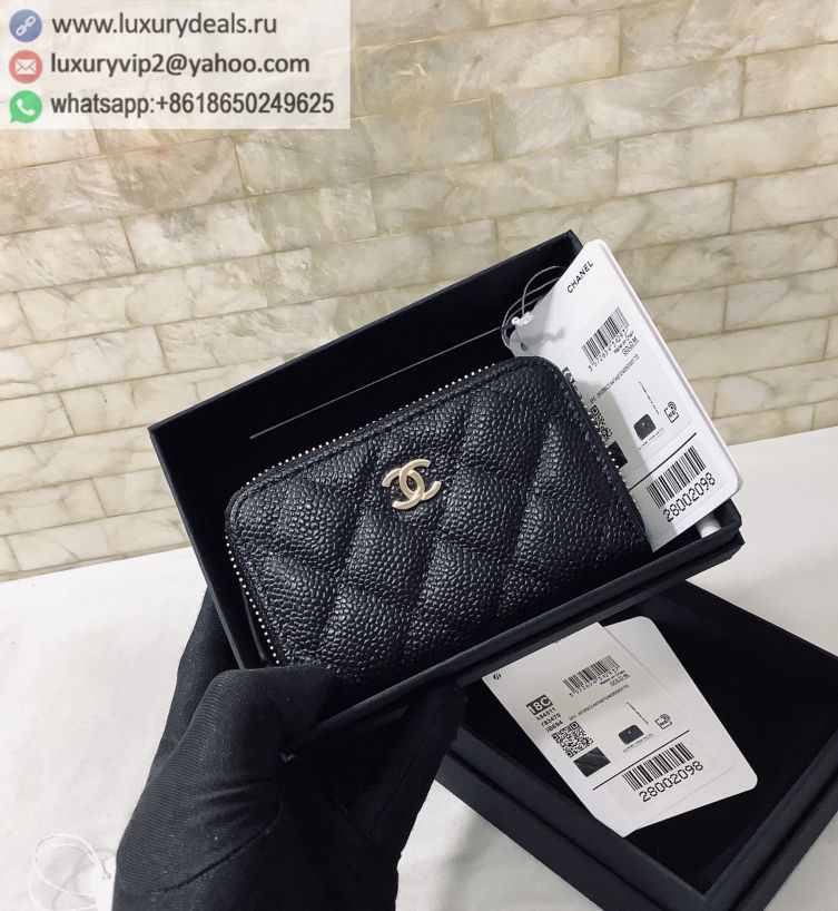 CHANEL 20 Card Holder Wallets A84511 Black / Gold Buckle