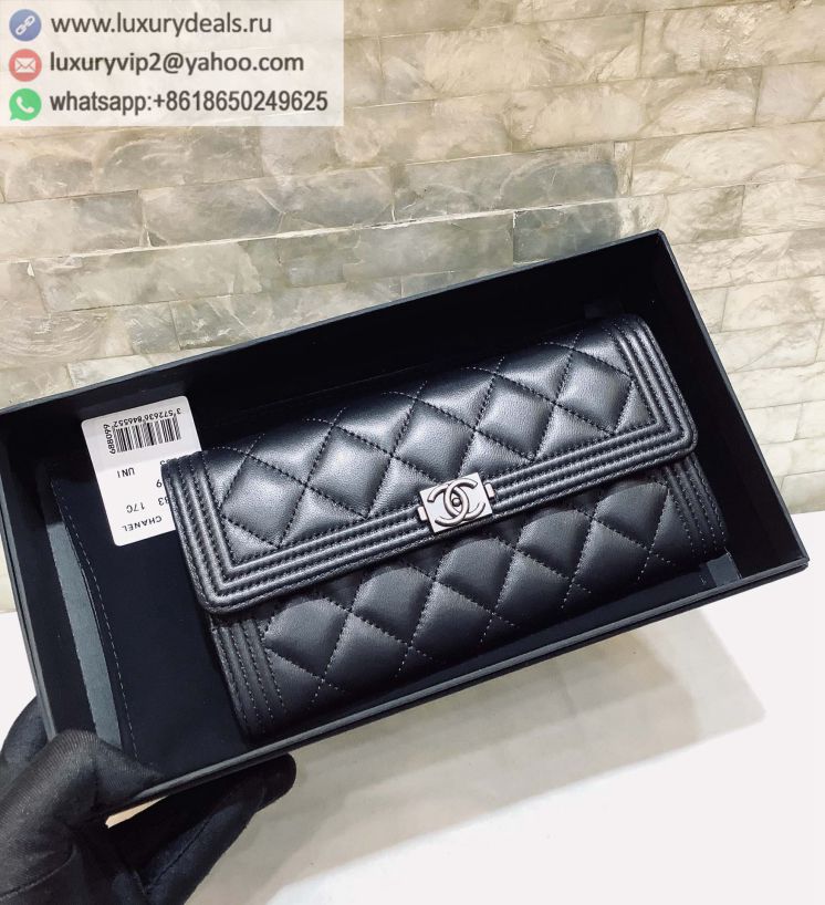 CHANEL Wallets A80283 Black / Silver Buckle