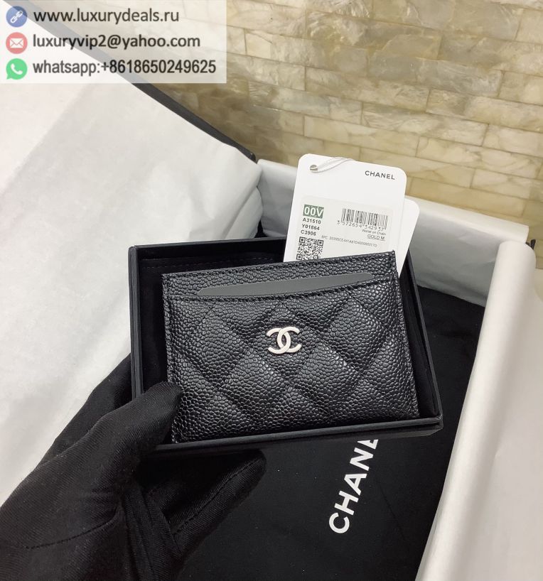 CHANEL Card Holder A31510 Black / Silver Buckle