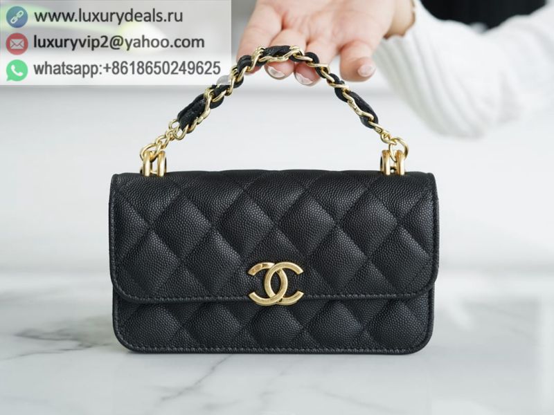 CHANEL 22K Chain Mini WOC Phone Bag AP3021 Black