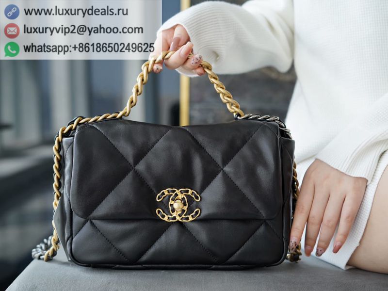 CHANEL Small 19BAG AS1160 Black Gold Buckle