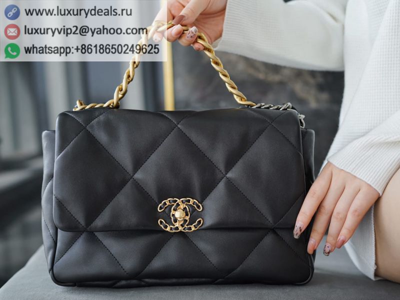 CHANEL Medium 19BAG AS1161 Black Gold Buckle