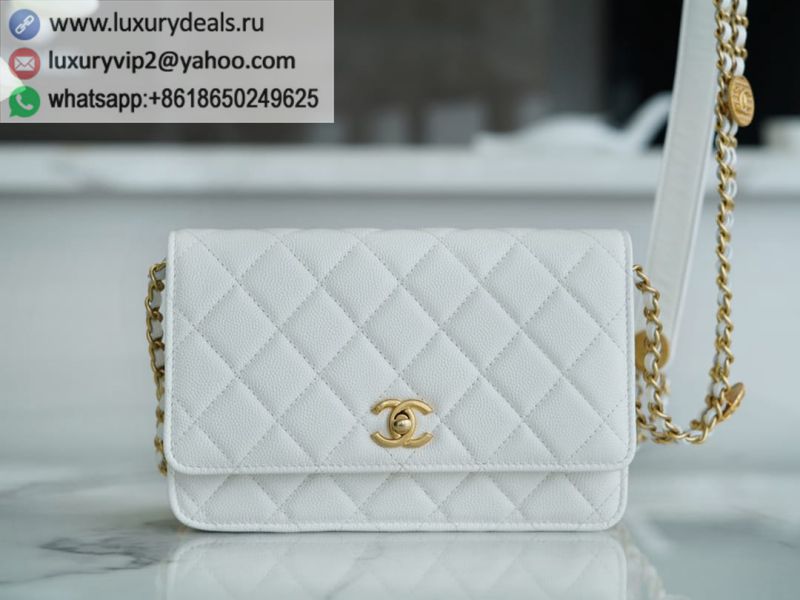 CHANEL 22A Gold WOC Chain Bags AP2840 White