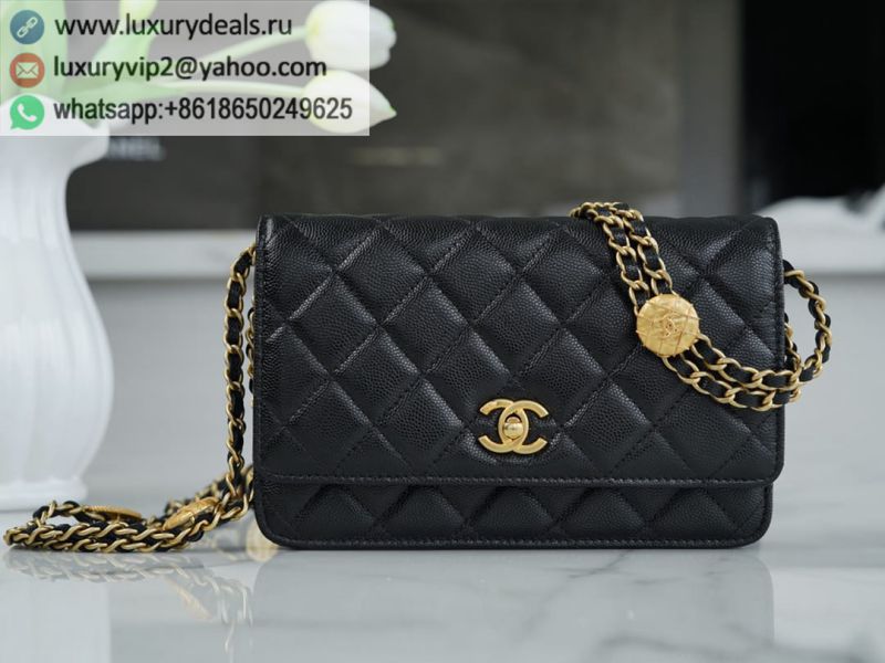 CHANEL 22A Gold WOC Chain Bags AP2840 Black