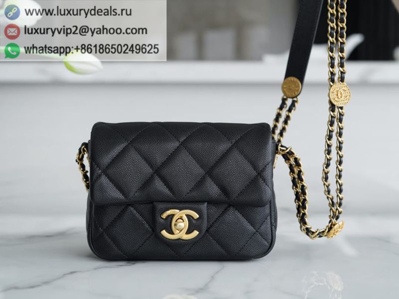 CHANEL CF 17CM Gold Flap Bags AS3368 Black