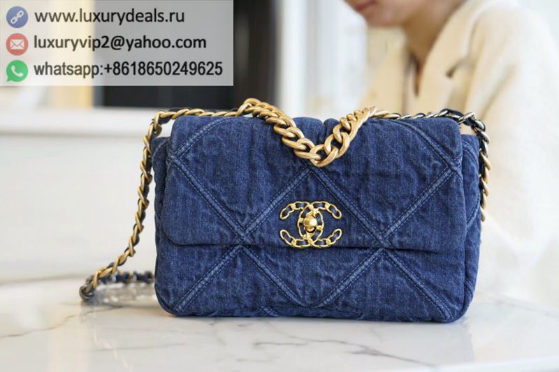 CHANEL 19BAG 26CM Denim Blue AS1160