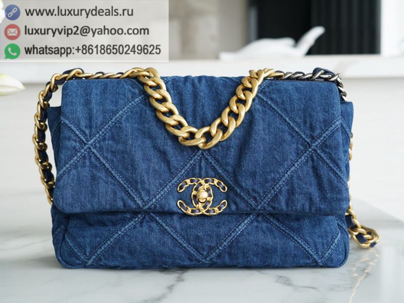 CHANEL 19BAG 30CM Denim Blue AS1161