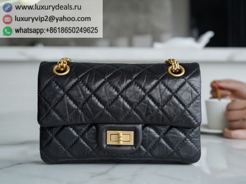 CHANEL 2.55 Mini Flap Bags A37585 Black Gold Buckle