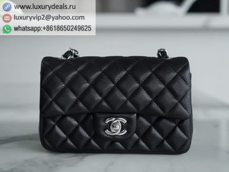 CHANEL Classic Flap CF20CM Black Silver BuckleMini Flap Bags A01116