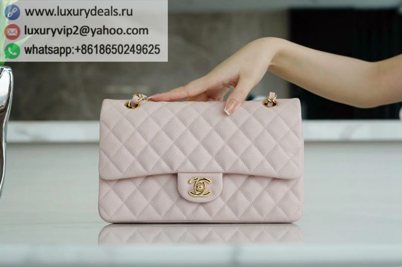 CHANEL CF25 Classic flap bag A01112 Sakura Pink Gold Buckle