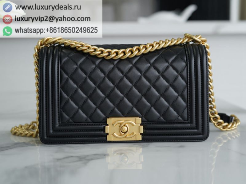 CHANEL LEBOY25 Black Gold Buckle Flap Bags A67086