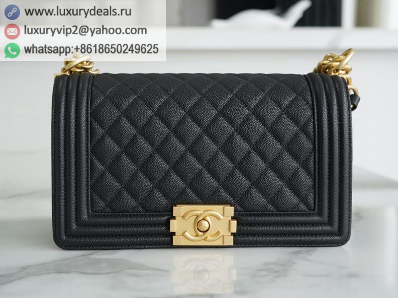 CHANEL LEBOY25 Black Gold Buckle Flap Bags A67086