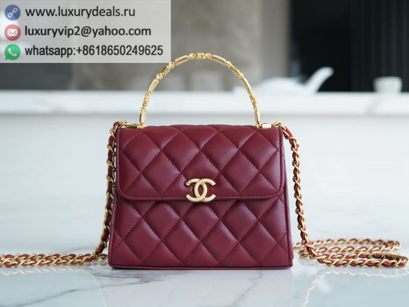 CHANEL 22B Kelly Medium Wine Red Chain Bags AP2945