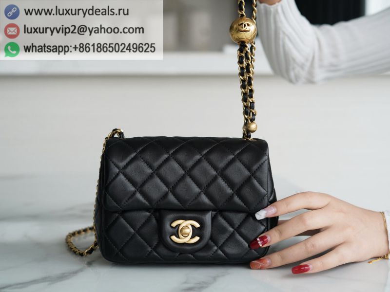 CHANEL Metal 18CM Black Mini Flap Bags AS1786