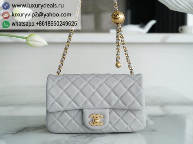 CHANEL CF20CM Light Grey Mini Metal Flap Bags AS1787