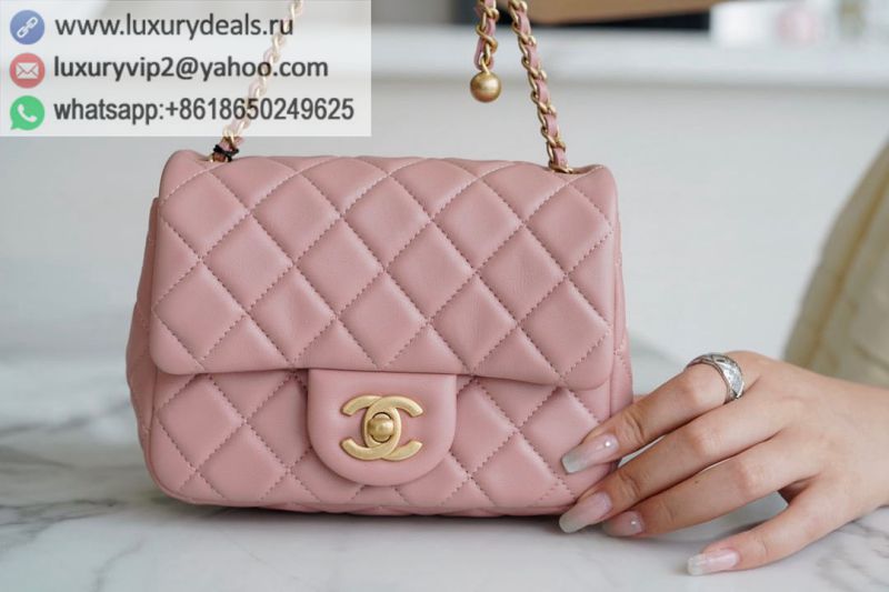 CHANEL Metal 18CM Pink Mini Flap Bags AS1786