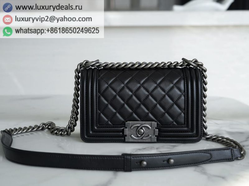 CHANEL Leboy 20CM Black Silver Buckle Flap Bags A67085