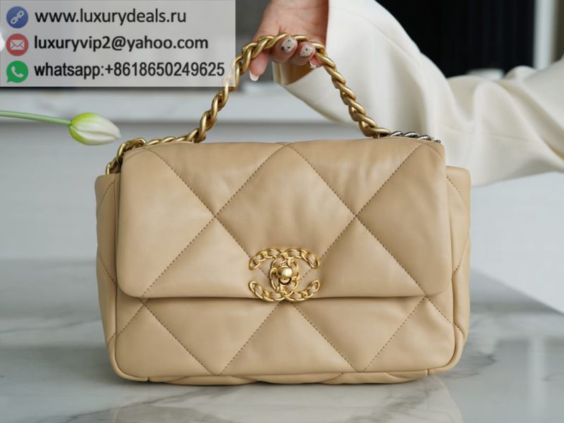 CHANEL Small 26CM 19BAG AS1160 Apricot Gold Buckle