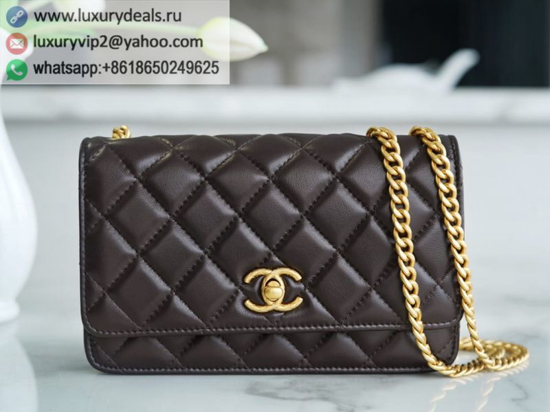 CHANEL 22K Gold woc Chain Wallets AP3043 Brown