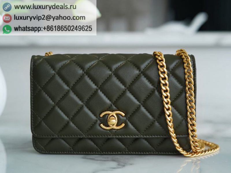 CHANEL 22K Gold woc Chain Wallets AP3043 Green