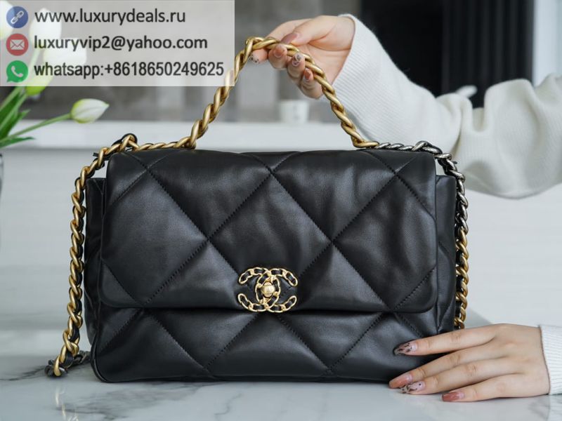 CHANEL Medium 30CM 19BAG AS1161 Black Gold Buckle