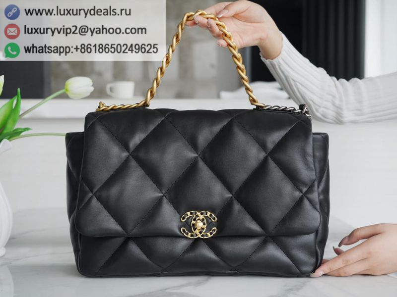 CHANEL Large 36CM 19BAG AS1162 Black Gold Buckle