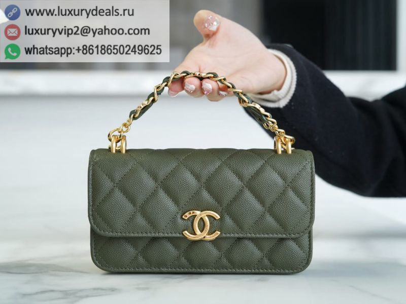 CHANEL 22K Chain Mini WOC Phone Bag AP3021 Green