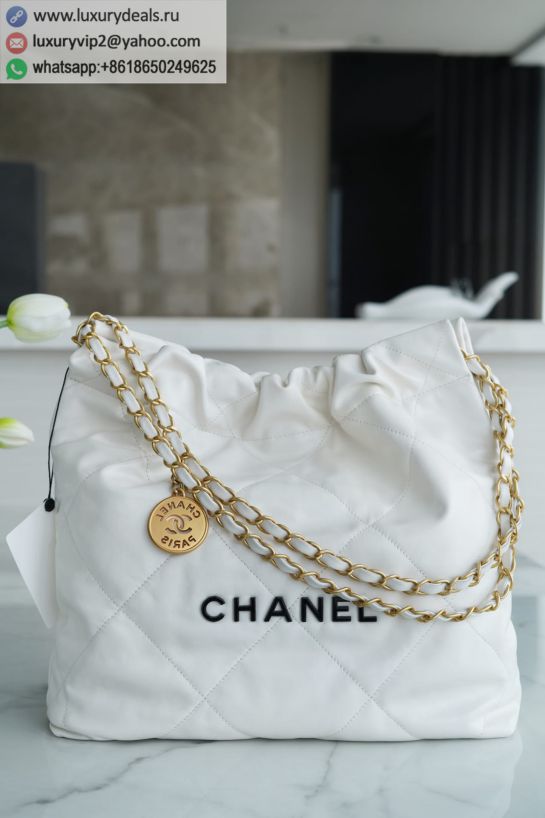 CHANEL 22 Small AS3260 White Black Buckle