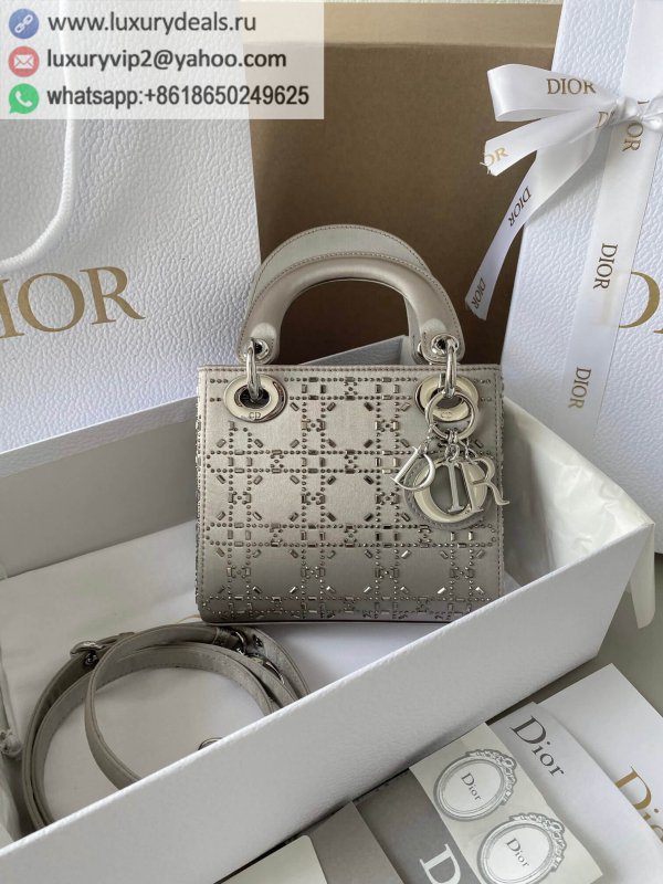 DIOR mini LADY 17CM DIOR Silk 3 Grid M0505 Grey