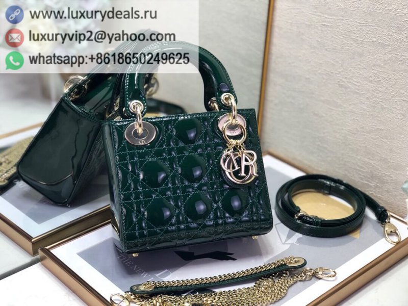 Lady DIOR Mini 17cm 3 Grid Patent M0505 Green