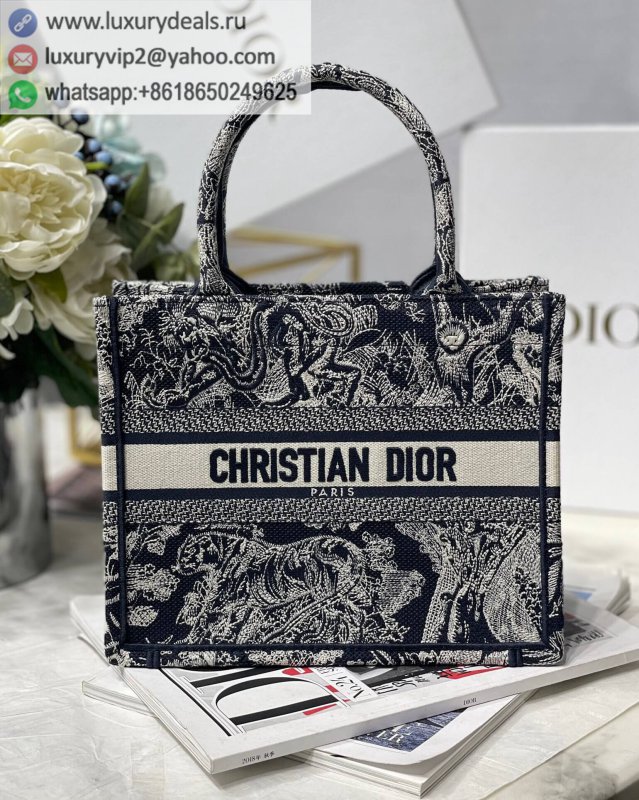 DIOR Blue Embroidery Reverse Print Small Book Tote M1265ZRGO_M928