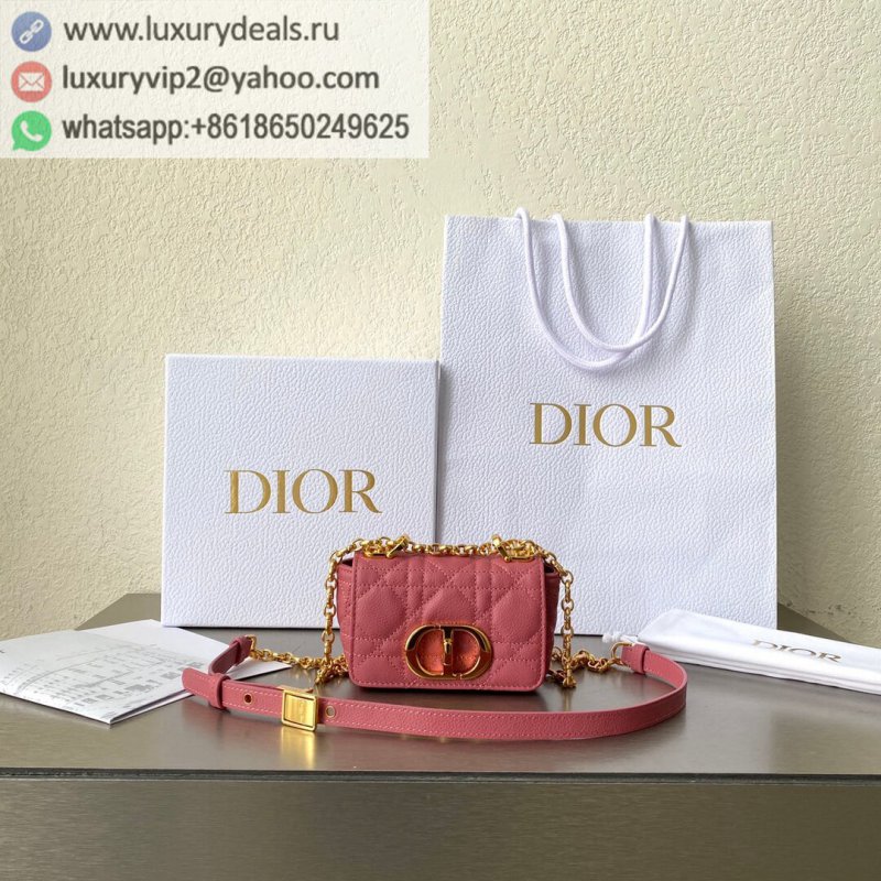 MICRO DIOR CARO BAG S2022 Rose White/ Gold Metal