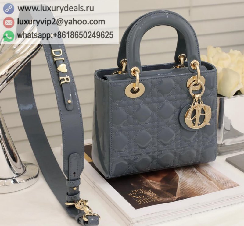 LADY DIOR MY ABCDIOR 4 Grid Patent M0538 Blue