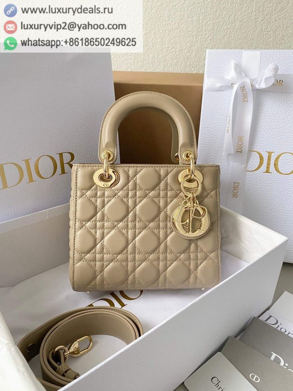 DIOR LADY 20CM Gold Metal 4 Grid M0538 Nude