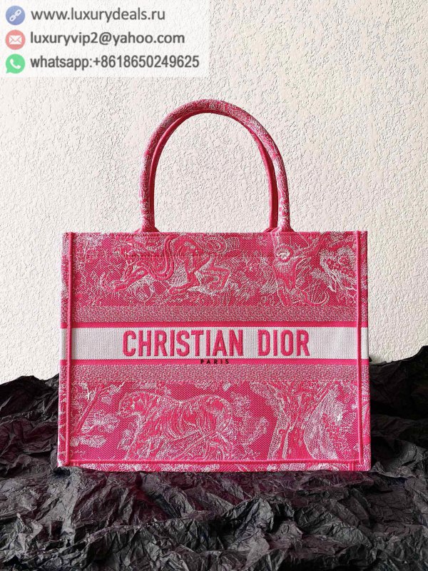 DIOR Medium BOOK TOTE M1296 Animal Print / Pink