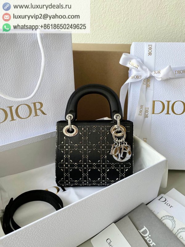 DIOR mini LADY 17CM DIOR Silk 3 Grid M0505 Black