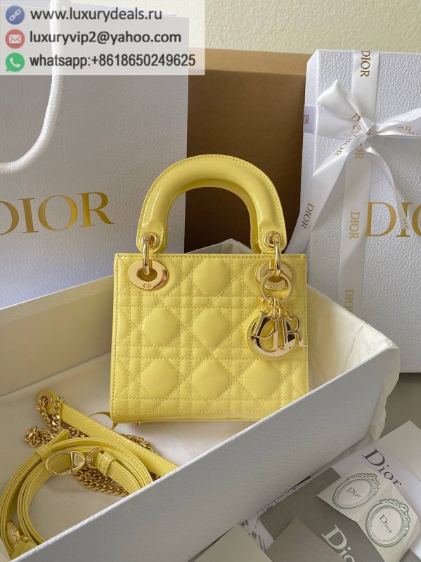 DIOR mini LADY 17CM DIOR Patent 3 Grid M0505 Yellow