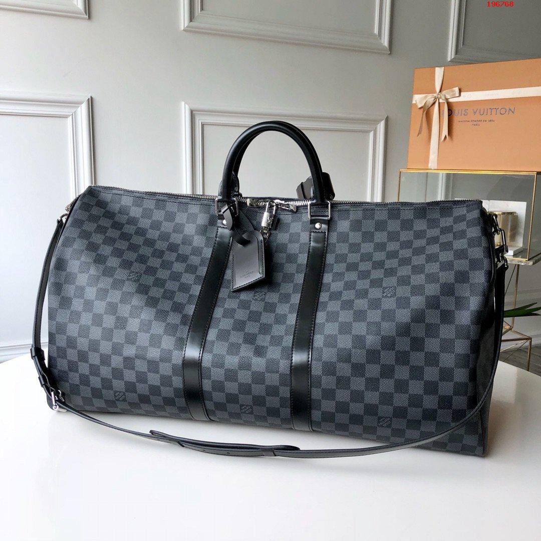 Louis Vuitton Keepall Bandouliere 55 N41413 Damier Graphite Canvas Travel Bags