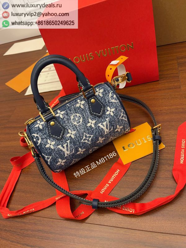 LV M81168 Nano Speedy Denim Tote Bags