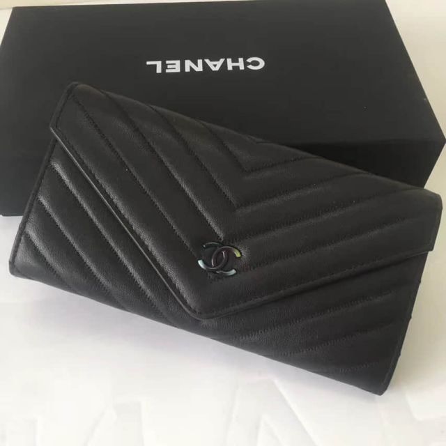 CC Soft Leather Long A82618 Black Wallets Women Bags