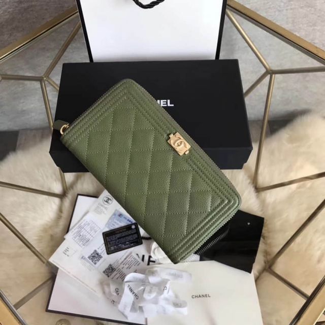 CC Wallet Green Long Zip Wallets Women Bags