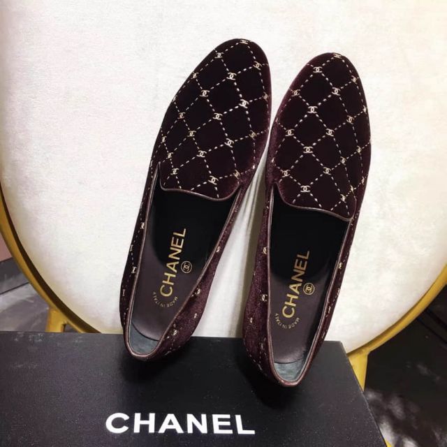 CC 2019FW CC Velvet Loafers Women Shoes