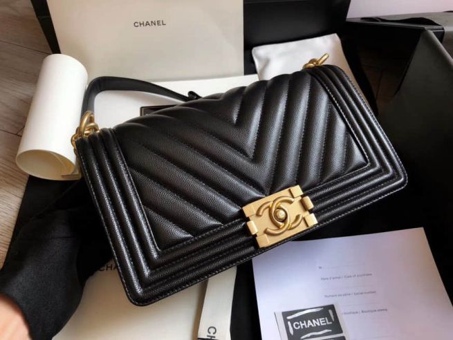 CC Leboy Medium Leather V Gold Buckle Chain Crossbody Black25 Shoulder Bags Women Bags