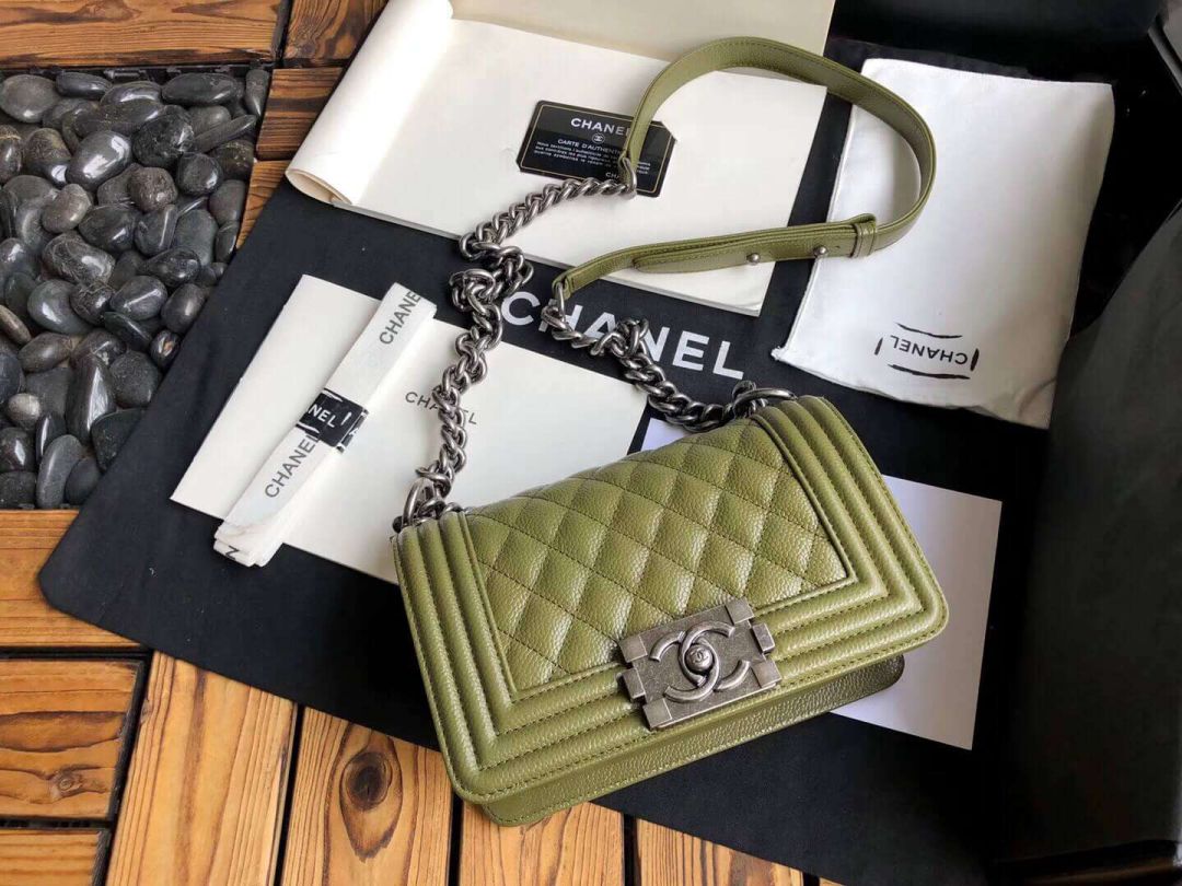 CC 20cm Silver Leather Crossbody Cuban Green Shoulder Bags Women Bags