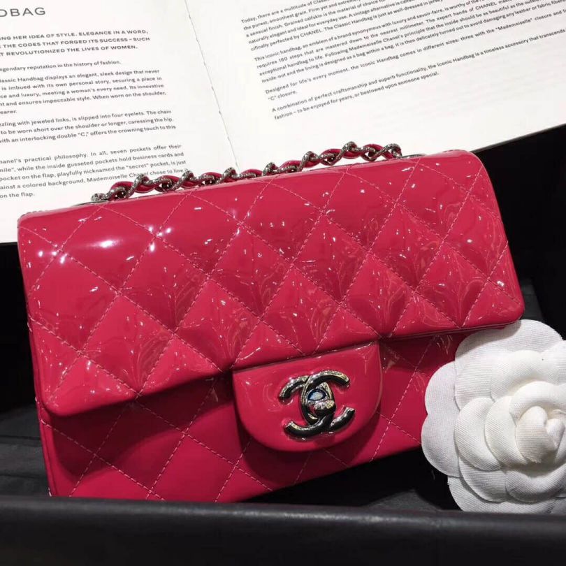 CC mini cf 20cm Patent Rose Shoulder Bags Women Bags