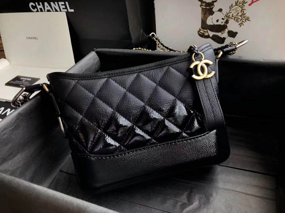 CC 2018ssGabrielle Soft Leather Fading Black Shoulder Bags Women Bags